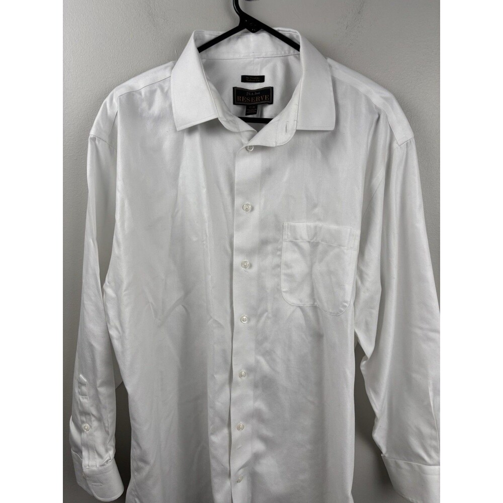 Jos A Bank Reserve 17-33 Button Down Long Sleeve Shirt 100% Cotton Classic White